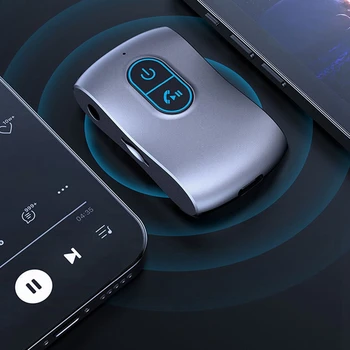 1 комплект автомобильного адаптера Bluetooth Bluetooth 5.0 адаптер 2 В 1 Bluetooth-передатчик, 16 часов автономной работы, звонки по громкой связи