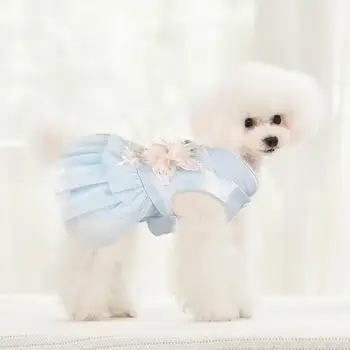2 шт./компл. Платье для домашних животных, удобная юбка для собак в китайском стиле ретро с цветочным рисунком, одежда для вечеринки
