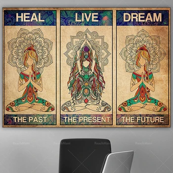 Affiche de Yoga-Излечивайся от прошлого, живи настоящим, мечтай о будущем, арт-принты 