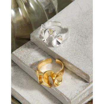MLKENLY INS нишевый светильник с роскошным дизайном, простое геометрическое кольцо с оборками на юбке из стерлингового серебра S925, женские кольца