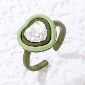 Tocona Fashion New Love Brick Set Акриловое одиночное кольцо для женщин с геометрическим рисунком персикового сердечка из смолы, открытое кольцо для вечеринок, ювелирные изделия 22640