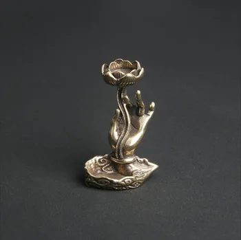 Античный Латунный держатель для благовоний с лотосом и бергамотом, украшение рабочего стола, креативная курильница для благовоний Lotus Zen с обратным потоком