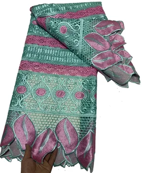 Африканская кружевная ткань 2023, высококачественный водорастворимый Нигерийский Французский гипюр, камни, шнуровое кружево для свадебного шитья HLA167