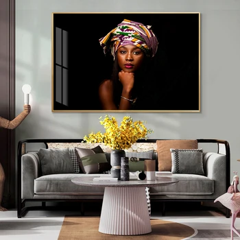 Африканские современные модные женские плакаты на скандинавскую тему и принты, живопись на холсте, домашний декор, Скандинавская настенная живопись для гостиной