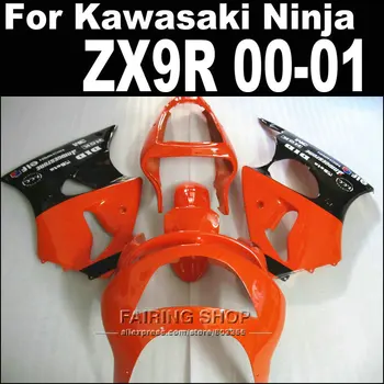 Бесплатная доставка EMS для Kawasaki Ninja zx-9r zx9r комплект обтекателей 2000 2001 00 01 (красный, черный + наклейка) Обтекатели Abs xl28