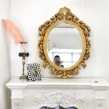 Большая модель настенного декоративного зеркала для макияжа, ванная комната, Винтажное декоративное зеркало для душа, эстетическое украшение дома в стиле деко