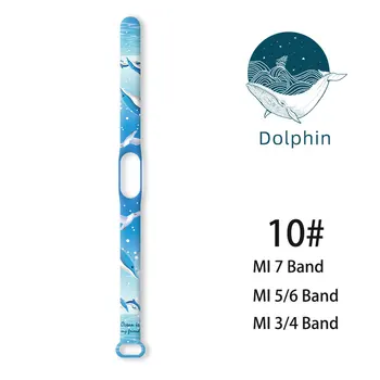Браслет с Принтом Морского Дельфина для Xiaomi Mi Band 7 6 5 4 3 Ремешок для Спортивных Умных Часов Ремешок для Часов Сменный Браслет Аксессуары