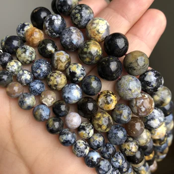 Бусины из натурального Желто-голубого Океанического агата AAA, Высококачественные Свободные бусины-распорки для изготовления ювелирных изделий, браслет-ожерелье 