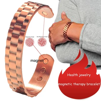 Винтажный браслет для оздоровления медного цвета для мужчин И женщин, Широко открытые браслеты-манжеты, Энергетические Магнитные браслеты, ювелирные изделия для пары
