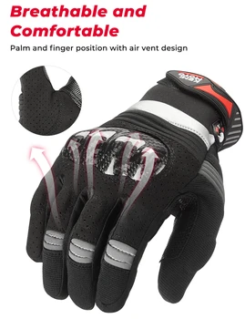 Дышащие мотоциклетные перчатки KEMiMOTO, Летние гоночные перчатки, кожа из углеродного волокна, сенсорный экран, Защитное снаряжение для мотокросса Luvas