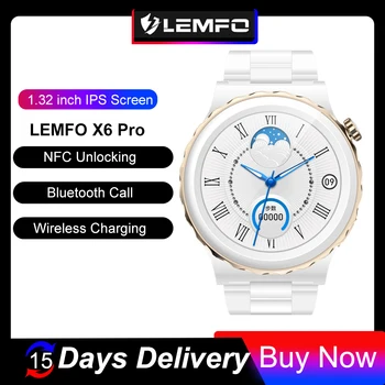 Женские умные часы LEMFO IP68 Водонепроницаемые смарт-часы с NFC 2023 Вызов Bluetooth Беспроводная зарядка Фитнес-браслет для Android IOS