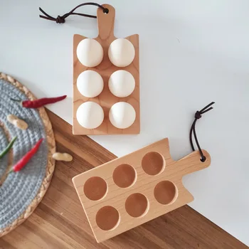 Классический лоток для яиц из букового дерева ручной работы, Креативный холодильник ручной работы, набор для завтрака, Ящик для хранения яиц