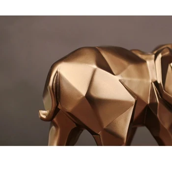 Красивая Абстрактная Золотая статуя Слона Украшения из смолы Аксессуары для украшения дома Подарочная Геометрическая скульптура золотого Слона из смолы