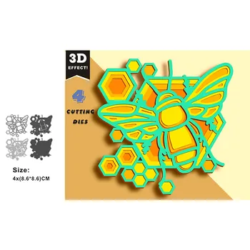 Недавно поступившая многослойная форма для резки металла Bee -3D используется для процессов резки бумаги и печати открыток, тиснения