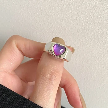 Новое модное креативное Красочное кольцо с сердечком для женской вечеринки на День рождения Серебряное открытое кольцо для влюбленных Подруг Ювелирный подарок