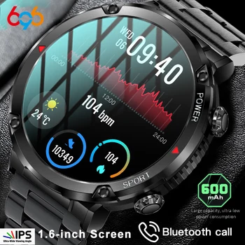 Новые умные часы Мужские Военные Спортивные Умные часы на открытом воздухе Мужские часы Blue Tooth Call Clock 1,6-дюймовый аккумулятор емкостью 600 мАч IP68 Водонепроницаемые часы