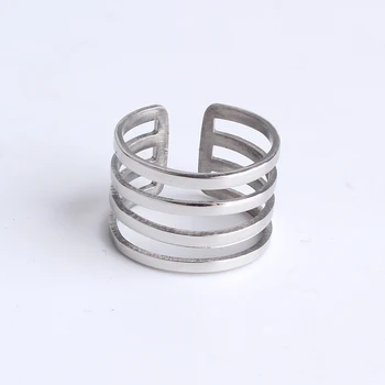 обручальные кольца серебристого цвета 12 мм С Четырьмя Открывающимися Кругами Регулируемые кольца из Нержавеющей Стали 316L для женщин мужчин оптом