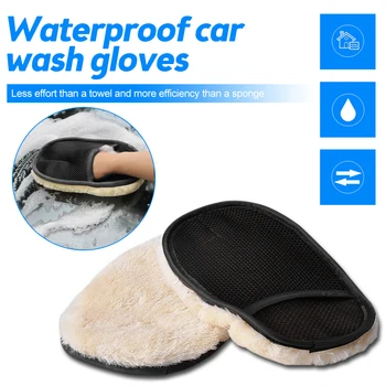 Перчатки для чистки автомобилей, Шерстяной коврик для мытья, Плюшевый Синтетический Нежный на Автокраске, Автомобильное мыло, Безопасный инструмент для детализации, Аксессуары для автоочистки