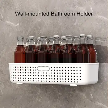 Полый стеллаж для хранения в ванной, без перфорации, прочный, несущий нагрузку, Экономящий пространство Органайзер большой емкости, простая установка на стену