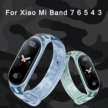 Ремешок для Xiaomi Mi Band 7 6 5 4 3 Флуоресцентный камуфляжный браслет Силиконовый ремешок для Xiaomi Mi Band Сменный ремешок