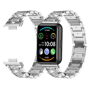 Ремешок с бриллиантовым звеном для Huawei Watch Fit Аксессуары для смарт-часов Браслет из нержавеющей стали для Huawei Watch Fit 2 Металлический ремешок для часов
