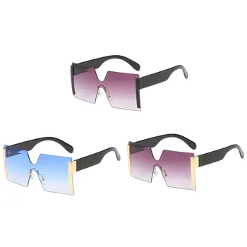 Солнцезащитные очки для улицы со встроенными линзами, без оправы, модные персонализированные солнцезащитные очки в большой оправе для мужчин и женщин