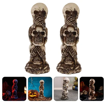 Статуэтка человеческого черепа из смолы, Не смотреть, говорить, слушать, фигурка скелета, черепа, Готическое украшение для домашнего офиса, подарки для вечеринки на Хэллоуин