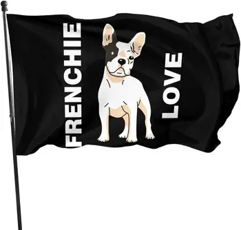 Флаг 3 X 5 French Bulldog Love из 100% полиэстера, однослойные полупрозрачные флаги 90 X 150 см - Баннер