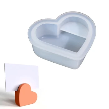 Форма для держателя визитной карточки из смолы, силиконовая форма для хранения карточек, форма для поделок, 3D форма для литья в форме сердца из эпоксидной смолы X3UD