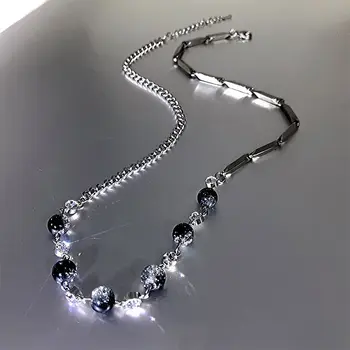 Черно-белое ожерелье из бисера ice crack с аксессуарами для ожерелья из титановой стали