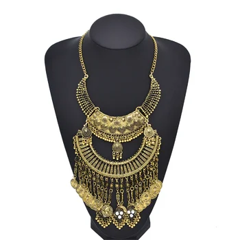 Этнический стиль, винтажные монеты из сплава с кисточками, современные большие женские ожерелья Collier Femme, летние ювелирные изделия